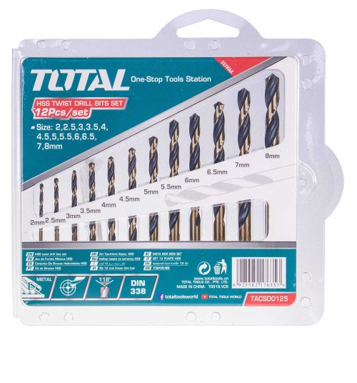 TACSD0125 12 Pcs HSS Twist Drill Bits Set