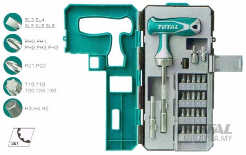 TACSD30256 25 Pcs T-handle Wrench Screwdriver Set