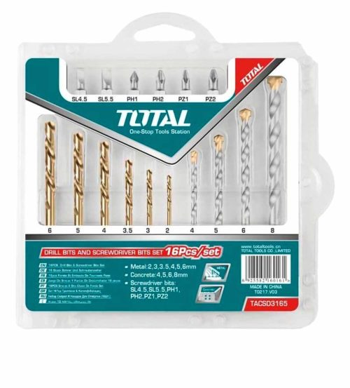 TACSD3165 16 Pcs Drill and Screwdriver Bits Set