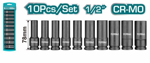 THKISD12102L 10 Pcs 1/2″ Deep Impact Socket Set